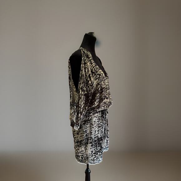 Gypsy 05 Silk Velvet Burnout Dress – L - Sheer Cold Shoulder Indie Holiday Party - Picture 7 of 12